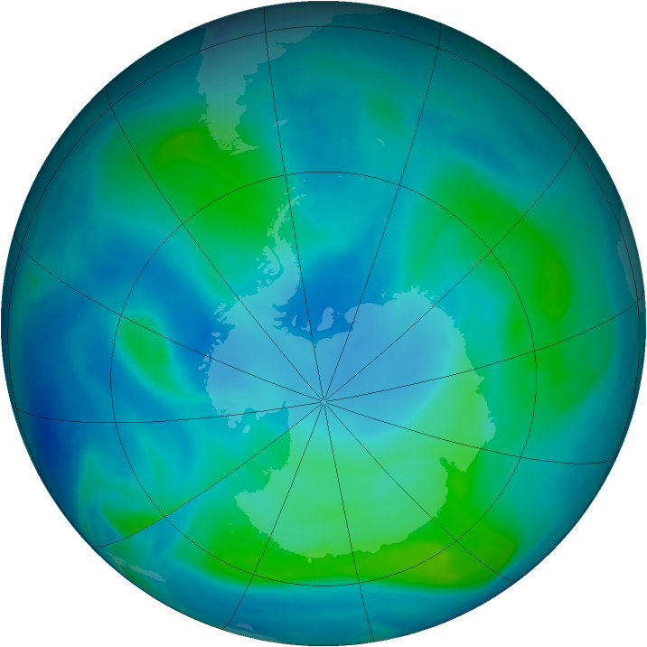 Antarctic ozone map for 16 February 2008